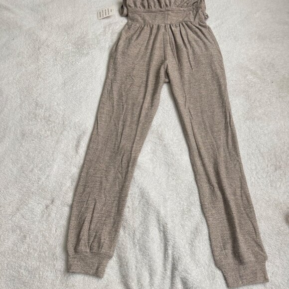 Joyfolie Baylee Hooded Sleeveless Jumpsuit small Drawstring Waist heather taupe - Picture 12 of 15